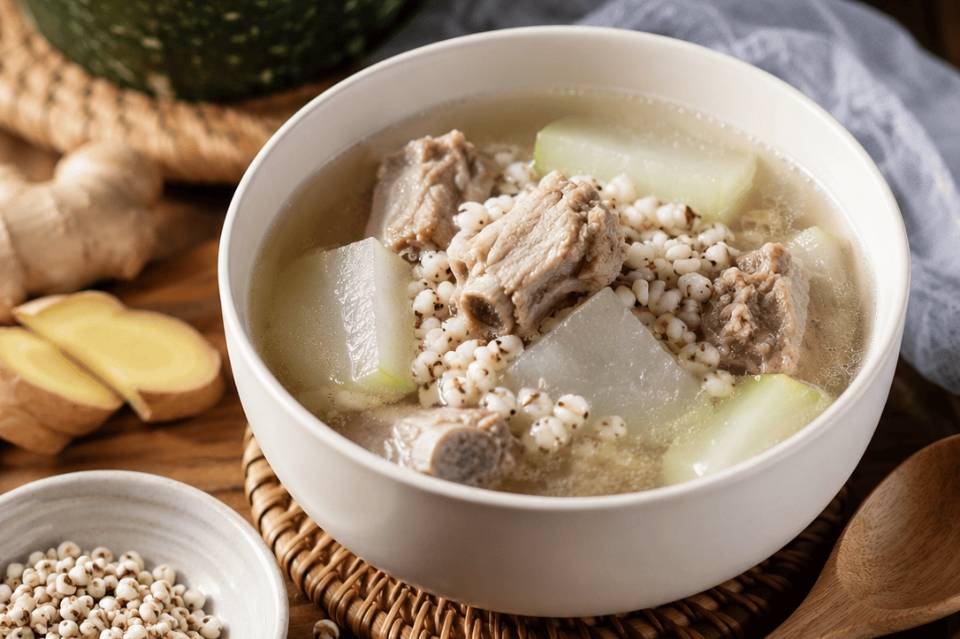 冬瓜薏米汤,适合夏天餐桌上的清爽味