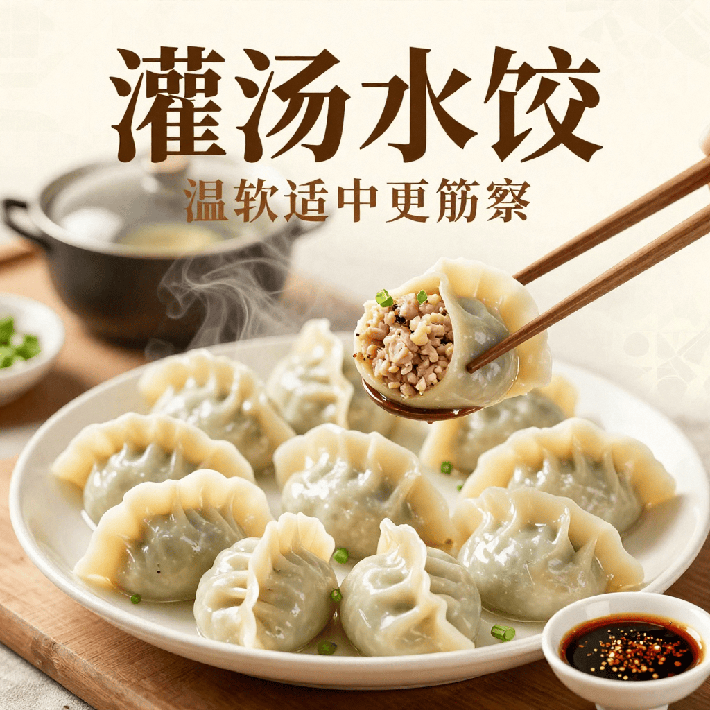 灌汤水饺灵魂在皮薄馅大,一口爆汁暖人心