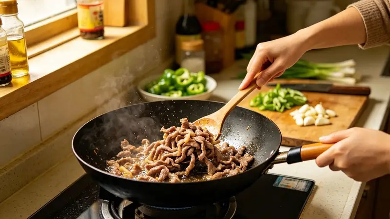 西兰花炒肉片,记住三个关键,脆嫩又下饭