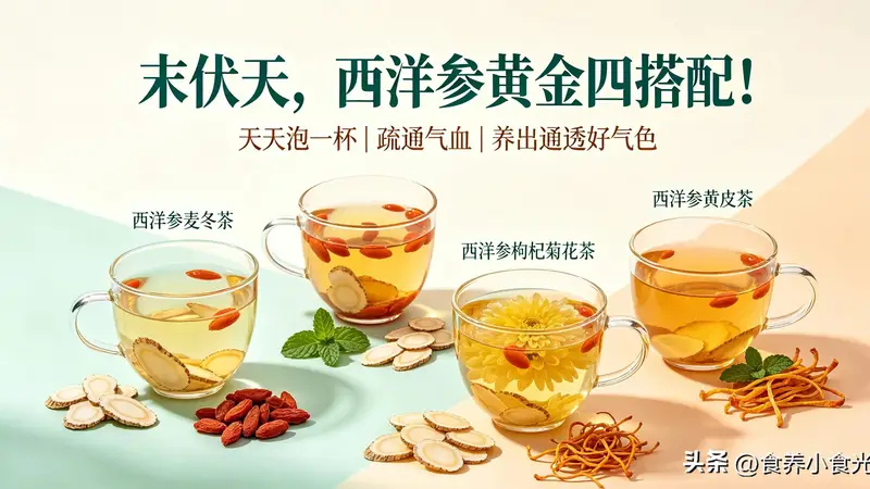 末伏天，西洋参黄金四搭配！天天泡一杯，疏通气血养出通透好气色