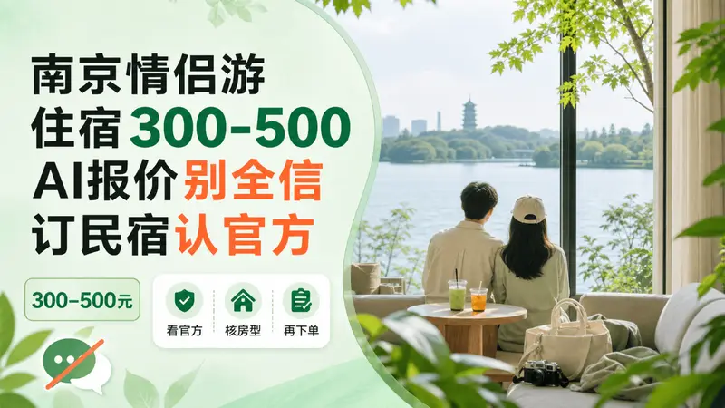 南京情侣游住宿300-500,AI报价别全信,订民宿认官方
