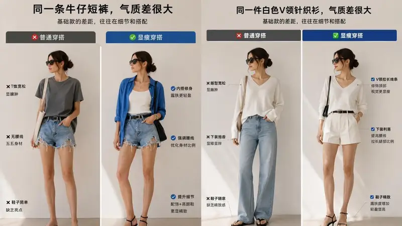 别再怪自己没气质了。你只是不会搭。以前我一直以为:“基础款不好看,是因为衣服普通。”后来才发现,真正的问题不是衣服,而是搭配。 基础款穿搭 夏季穿搭 显瘦穿搭 普通人穿搭 一衣多穿 搭配技巧 通勤穿搭 高级感穿搭 女生穿搭 夏日OOTD