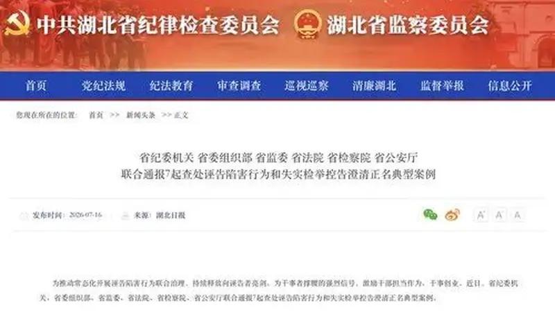 湖北一派出所所长遭实名举报涉黑涉恶，官方为其澄清正名！湖北通报7起相关典型案例→