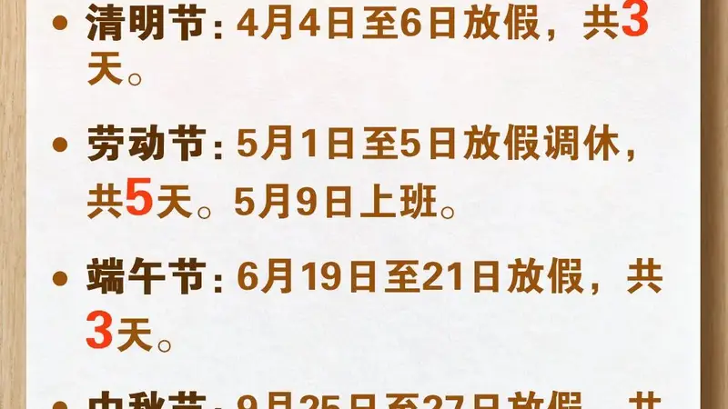 放假通知！连休7天
