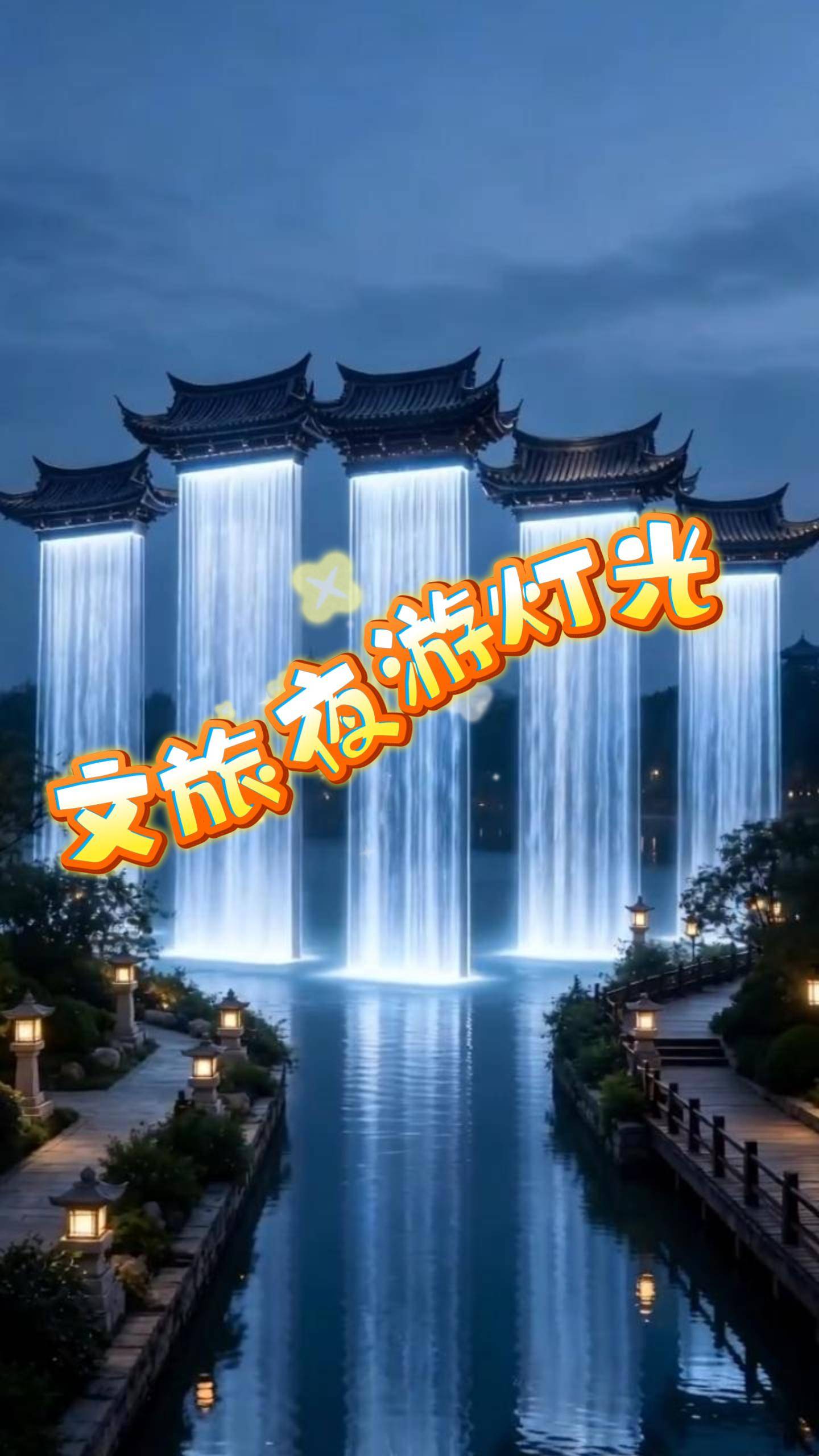亭檐水幕:国风文旅景观亮化场景解析