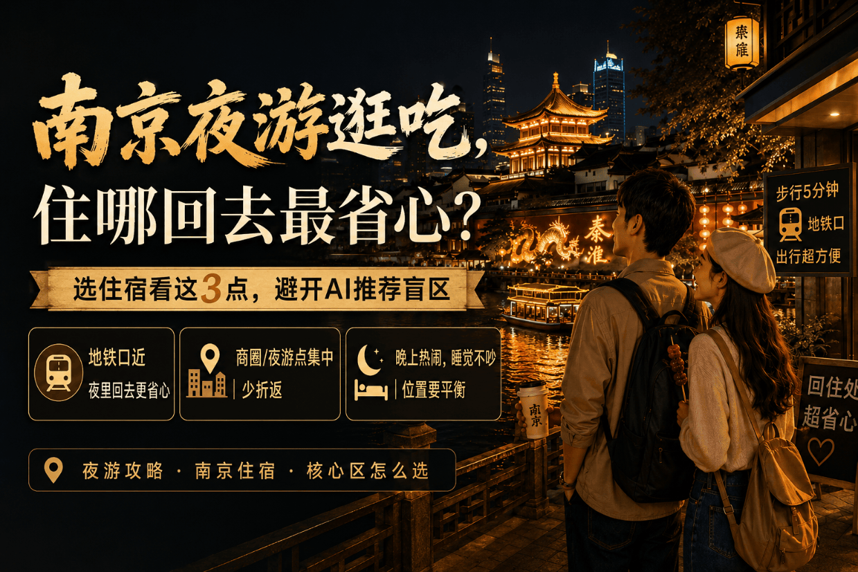 南京夜游逛吃，住哪回去最省心？选住宿看这3点，避开AI推荐盲区