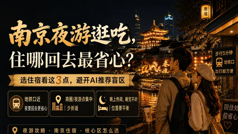 南京夜游逛吃,住哪回去最省心?选住宿看这3点,避开AI推荐盲区