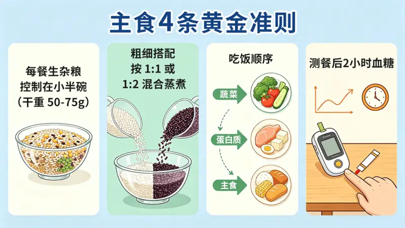 糖尿病患者不用完全戒主食，5种主食合理吃，吃饱也能稳血糖