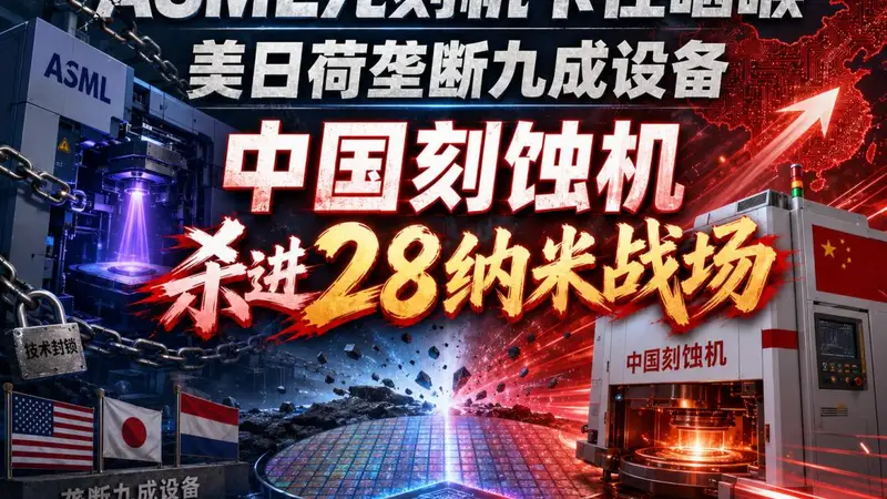 ASML光刻机卡住咽喉、美日荷垄断了九成设备,中国刻蚀机已杀进28纳米战场