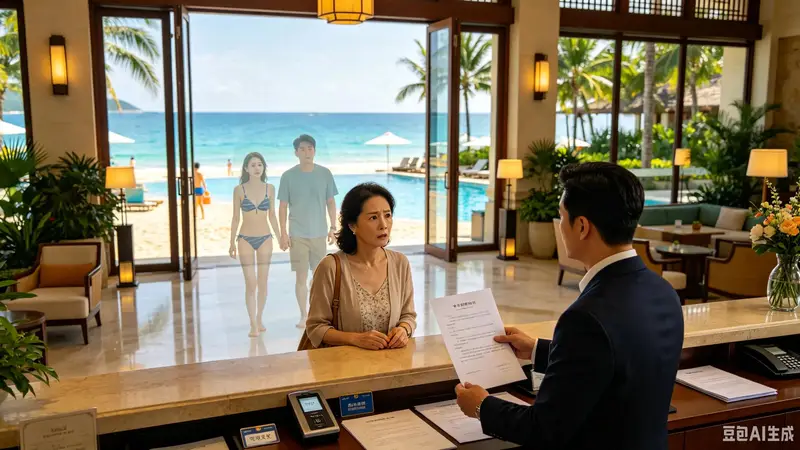 借口出差我陪男闺蜜去了三亚度假，沙滩上我们穿着情侣泳装互相