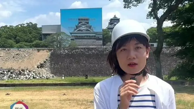 记者直击震后熊本城 修复中的古迹再度受损