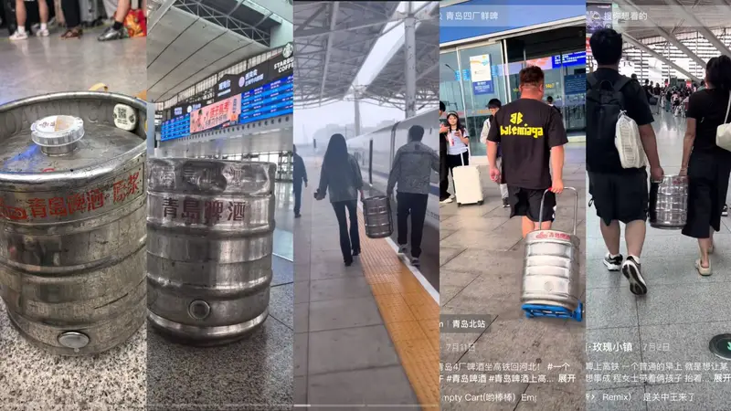 海报观察丨青岛铁桶鲜啤扛回家!网友:这是我见过最有分量的伴手礼