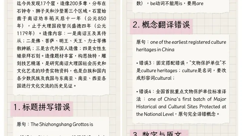 游客在大理一4A级景区的石窟介绍中发现25处英文翻译错误,当地文旅:正在核查