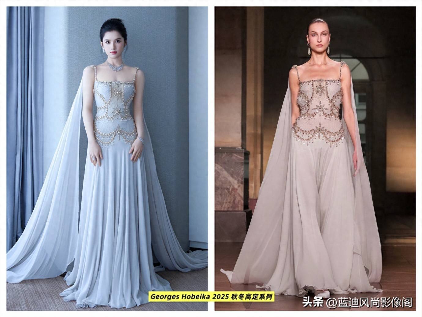 张婧仪造型释出：冰蓝高定裙配卡地亚珠宝 清丽仙气宛如精致建模