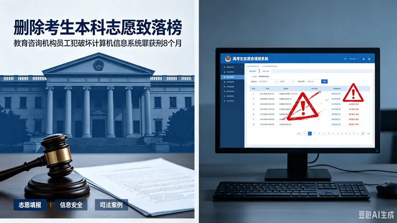 四川某教育咨询机构工作人员为泄愤，私自删除考生本科志愿致其落榜，获刑8个月