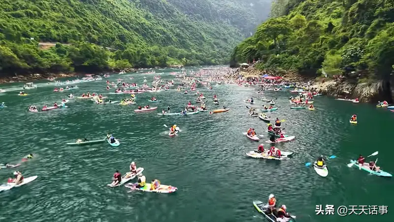今年现象级网红县市，非广西天峨县莫属，因为一群鱼一张桨板火了
