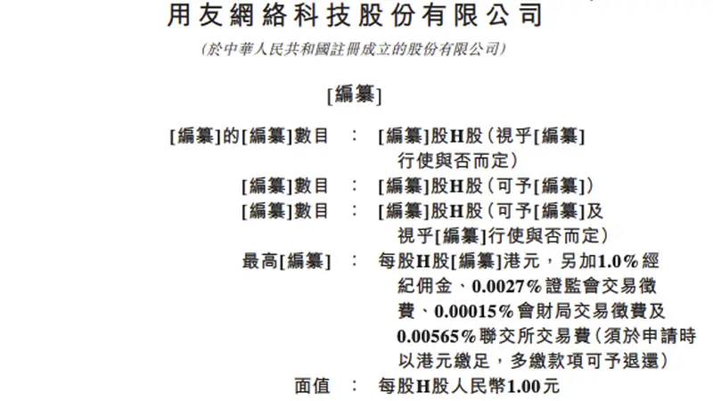 用友网络递表港交所