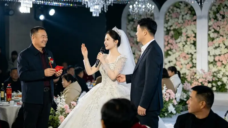 婚礼上,公公笑着递给我一个空红包,丈夫让我别计较,我拿起麦克风,一句话让他家在全城抬不起头