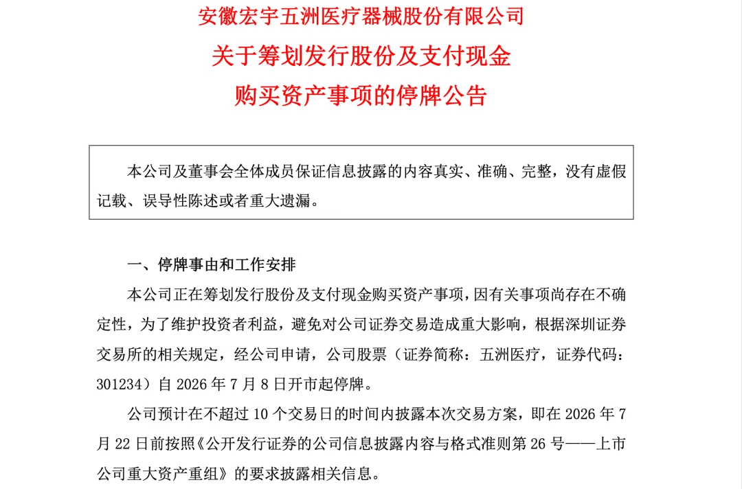 医药股跨界并购半导体，周三停牌