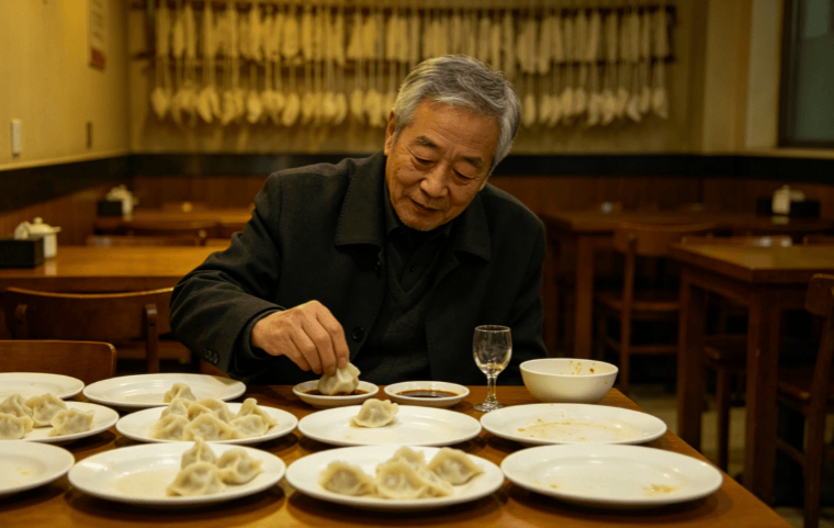 沈阳一家自助饺子馆贴出 18 元随便吃 的横幅,68 岁的大爷进店,吃了 20 多个饺子,喝光 2 两白酒