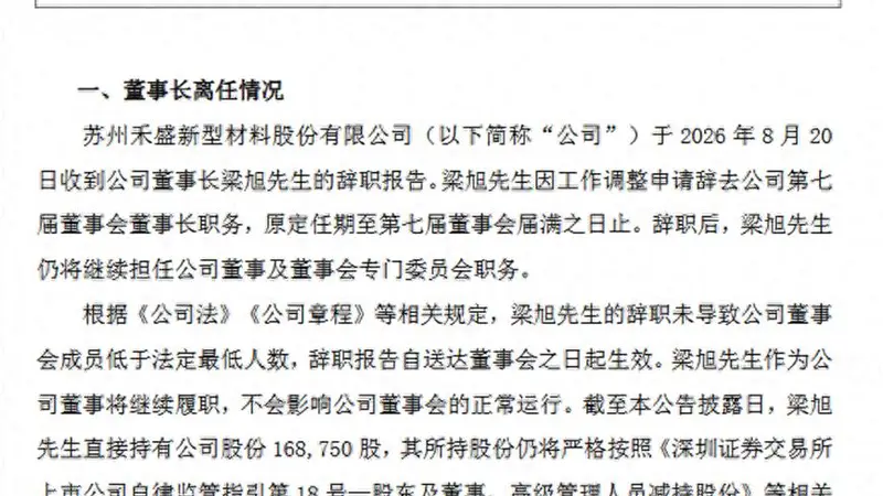 禾盛新材选举黄海清为新任董事长 业内:公司“国产AI算力”战略或提速