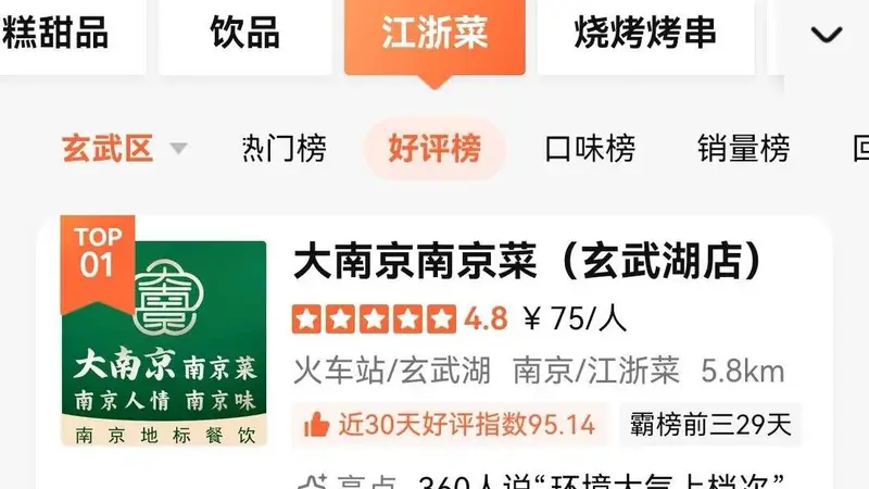 大南京南京菜成大众点评玄武区江浙菜好评榜第1名丨城品人物报道