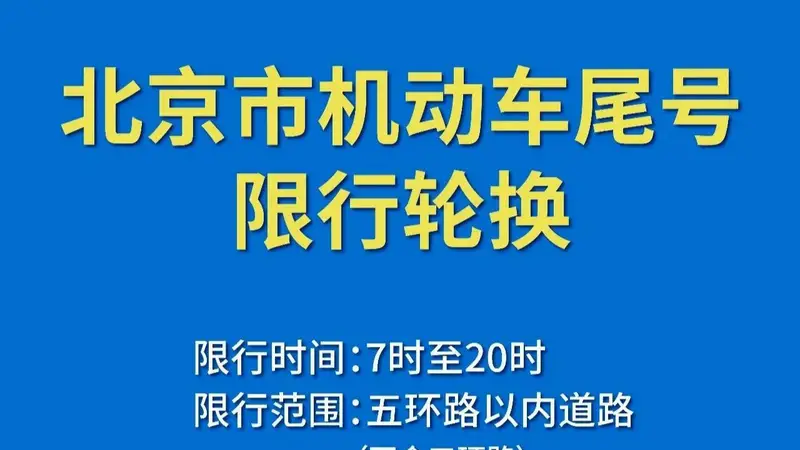 今日起北京尾号限行轮换，周一限行1和6