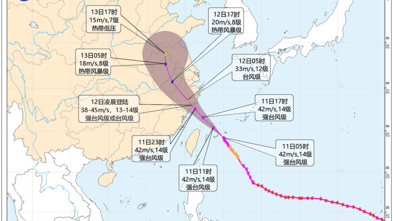 “巴威”强度升级！中央气象台三预警齐发