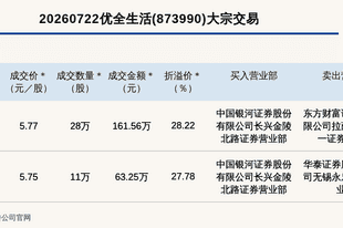 新三板基础层公司优全生活发生2笔大宗交易，单笔最高溢价28.22%