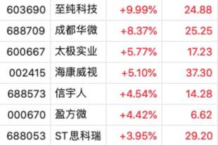 存储芯片板块多股大涨！长鑫科技市值3.31万亿，超工商银行成新“股王”，至纯科技10CM涨停，成都华微涨超8%